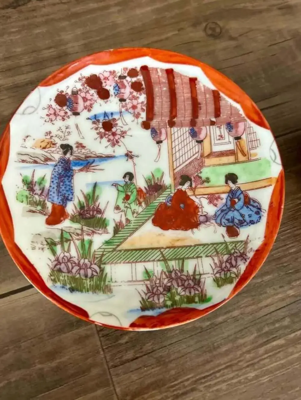 Vintage Japanese Kutani Porcelain Teacup and Saucer Set